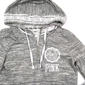 VS Pink Heathered 1/4 ZIP Grey Hoodie